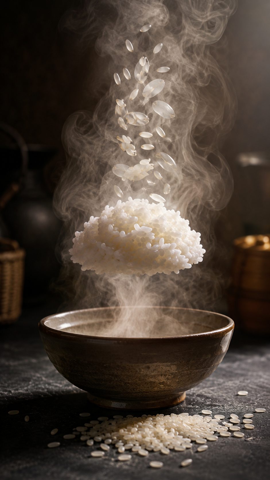 Levitating Rice in Rustic Steam