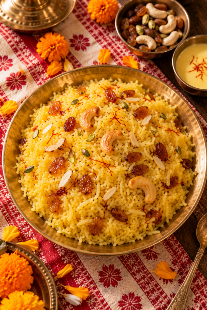 Mishti pulao made with husking Banskathi rice, a rich festive Bengali pulao